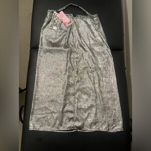 NWT Future Collective Alani Noelle Silver One Shoulder Mettalic Dress size 12